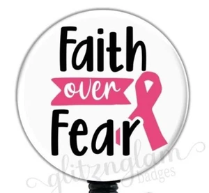 Breast Cancer Badge Reel, Awareness Badge Holder, Retractable Badge Reel GG6092 - Picture 1 of 8