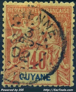 GUYANE TYPE GROUPE 40c ORANGE N° 39 AVEC OBLITERATION DE CAYENNE DU 03/09/1902 - Picture 1 of 1
