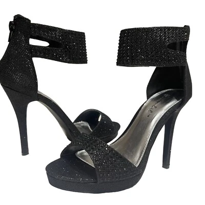 Bonnibel Bling-1 Mujer Brillo Stiletto Tobillo Puño Trasero Cremallera Vestido Sandalias Bomba Foto 1 de 4