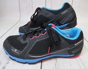 SHIMANO Click Lace Up Cycling Biking Shoes Women's Sz 40, US 7.8 Black Blue CW41 - Picture 1 of 12
