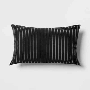 NUEVO 10" X 17" Almohada Lumbar Rectangular Decorativa Exterior Pin Rayas - Imagen 1 de 3
