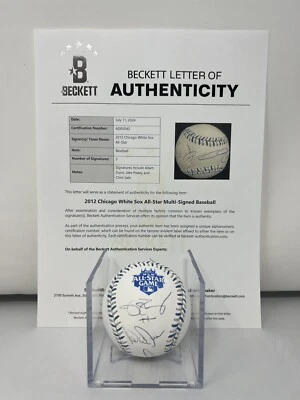 Chris Sale Peavy Dunn White Sox Firmado 2012 Juego de Estrellas Béisbol Beckett LOA Foto 1 de 4