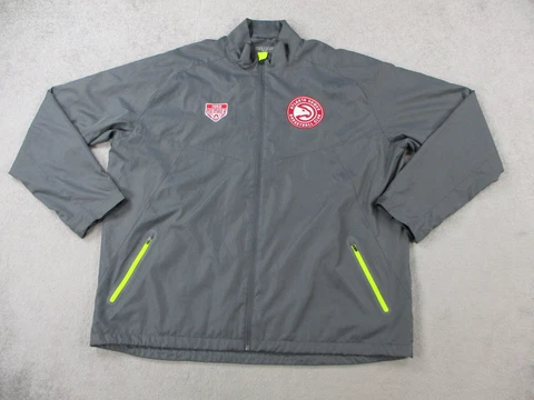 Atlanta Hawks Jacket Mens 2XL XXL Gray Full Zip Member Performance Lightweight Cover