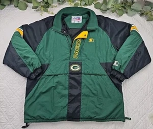 VTG Packers Pro Line Starter Pullover Puffer Coat Size L Made in Korea 1/2 Zip - Picture 1 of 12