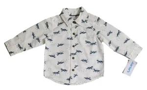 Carter's Button Down Long Sleeve Shirt Fox Print Toddler Size 12 Months New - Picture 1 of 10