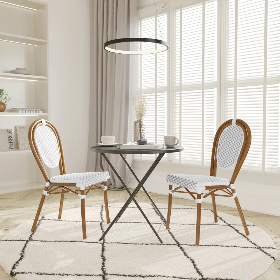 Silla apilable estilo bistró Thonet interior/exterior Reims con bastón de PE natural... Foto 1 de 1