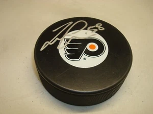 Disco de hockey de los Philadelphia Flyers firmado por Taylor Leier autografiado 1A - Imagen 1 de 2