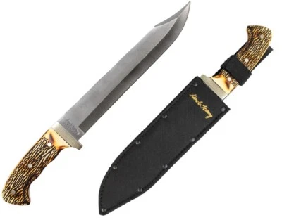 Schrade Uncle Henry Bowie 固定刀 10 英寸 7Cr17MoV 钢制刀片 Staglon 手柄 — 第 1/3 张图片