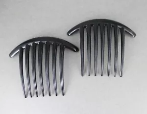 2 Black Big Hair Comb set pack plastic teeth side clip 3.25" wide 4" tall - Picture 1 of 10