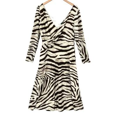 Lauren Ralph Lauren Womens Dress Size 12 Zebra Print Long Sleeve Party Vacation - Image 1 of 4