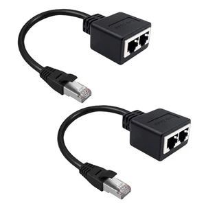 2 Stück RJ45-Kabel 1-In-2-Ethernet-LAN-Netzwerkadapterkabel RJ45 1 Stecker 9329 - Bild 1 von 8