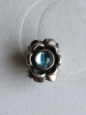Original Pandora Element, Charm Blumen,  Blautopas, retired - Bild 1 von 4