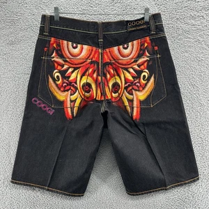 Coogi Shorts Mens 38 Black Baggy Y2K Hip Hop Dragon Denim Jean Shorts Jorts - Picture 1 of 14