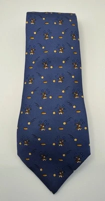 Corbata Hermes 100% seda, azul con estampado de conejo, 59 X 3 5/8 pulgadas, 7956 EA.  Foto 1 de 4