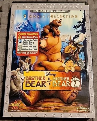 NEW Brother Bear 1 & 2 (DVD, Blu-ray, 3-Disc) 2-Movie Collection w/Slipcover  - Image 1 of 4