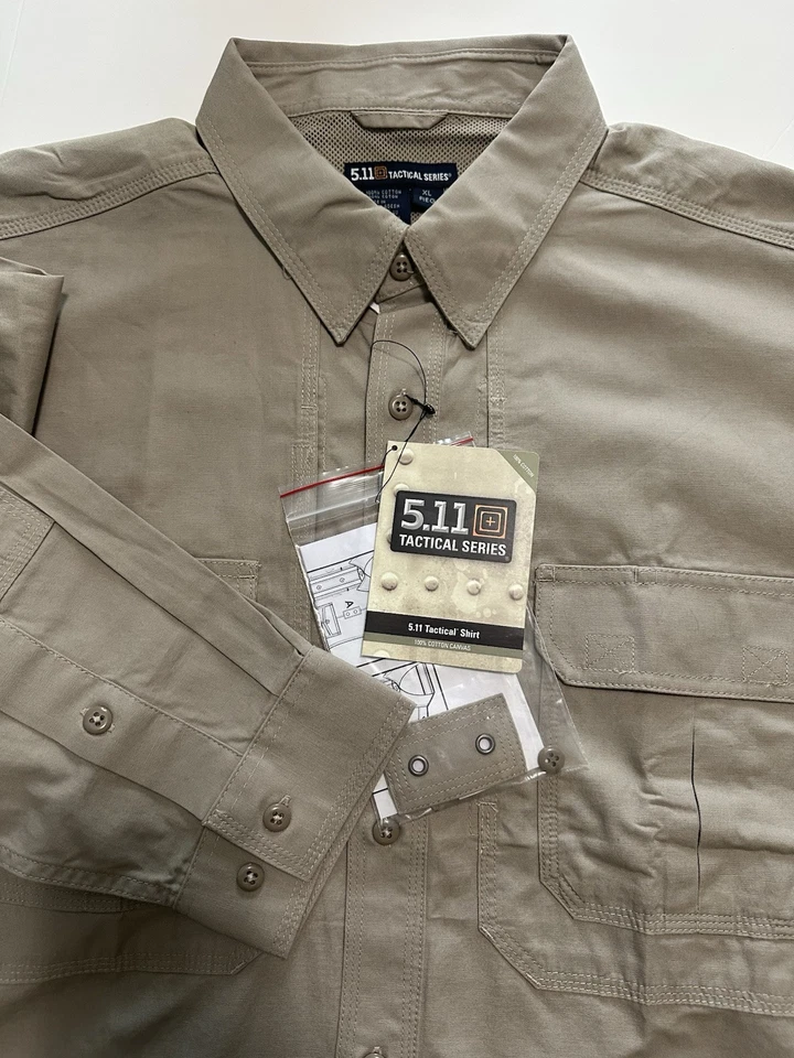 5.11 Tactical 72157055xl 72157 Khaki Men's Cotton Canvas Shirt Long Sleeve Sz XL