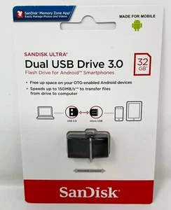 SanDisk Ultra Dual USB Drive 3.0 Flash Drive For Android Smartphones 32GB New - Picture 1 of 2