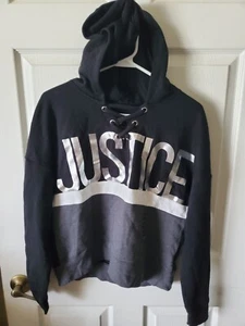 Justice Black Hoodie Size 18/20 - Picture 1 of 3