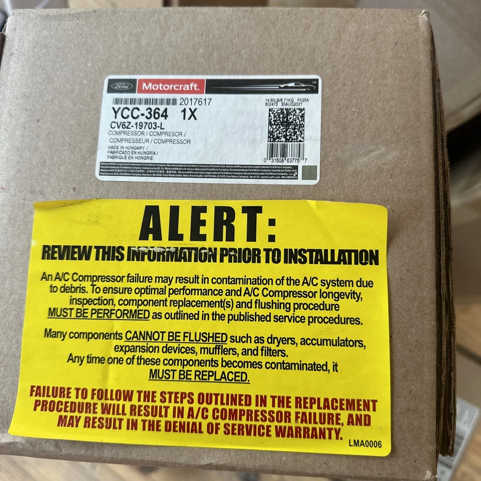 YCC-364 Motorcraft 空调交流压缩机 带离合器 适用于福特 Escape Focus 2013 — 第 1/1 张图片