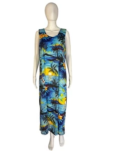 Vintage Hawaiian Dress Sleeveless Hawaii Maxi Dress - Picture 1 of 4