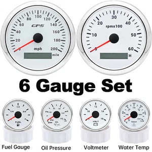 6 Gauge Set 85mm GPS Speedometer 200MPH&Tachometer 6000RPM for Boat Car Truck - Picture 1 of 21