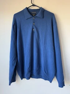 Club Room 100% Cashmere Sweater 1/4 Button Men's Size XL Blue *Repaired - Picture 1 of 10