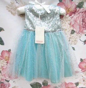 NWT MONSOON Blue SPARKLE Tulle Christening Party Occasion Dress 6-9-12 £50 - Picture 1 of 11
