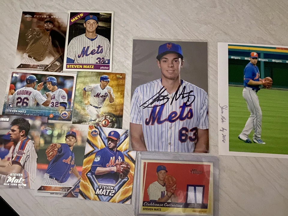 Steven Matz Lot Signed Photo, In Person Photo, 14 Various Cards, Jersey Card. - Image 1 of 1