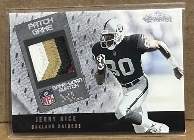 Jerry Rice 2002 Fleer Showcase Patch Game XL Silver 4 Color Jersey Prime #48/100 - Image 1 of 2