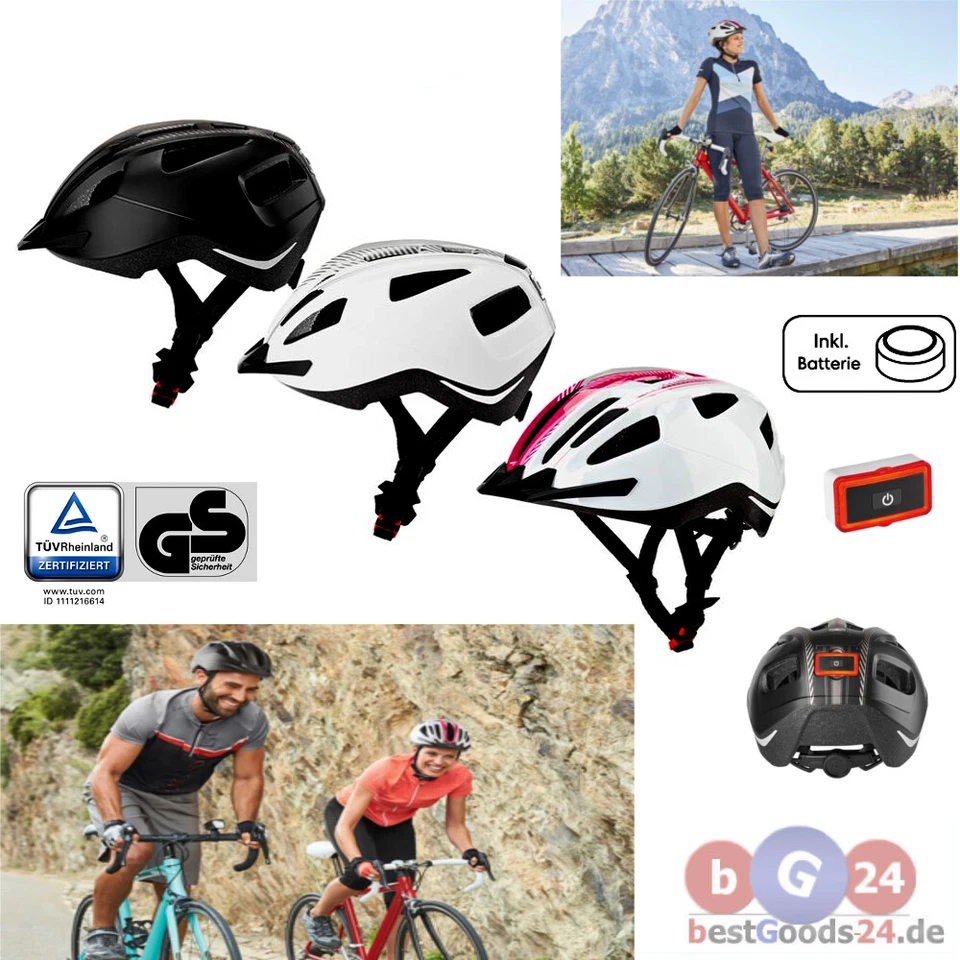 CRIVIT Damen Herren Fahrradhelm -Scooter- HELM extrem leicht Led Rücklicht