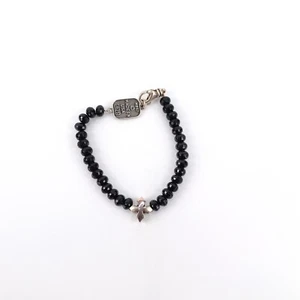 King Baby Studio Black Onyx Bracelet With MB Cross Silver .925 USA Lobster Clasp - Picture 1 of 8