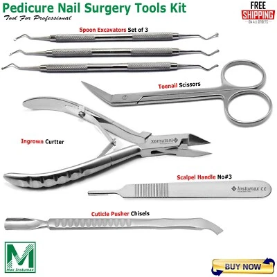 Kit de podología quiroprádica extracción de uñas de los pies cortador elevación de uñas excavadora 7 piezas Foto 1 de 4