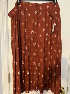 NEW! Women’s Sonoma Tiered Midi Skirt Plus Size 4X - Mauve Floral - Picture 1 of 7