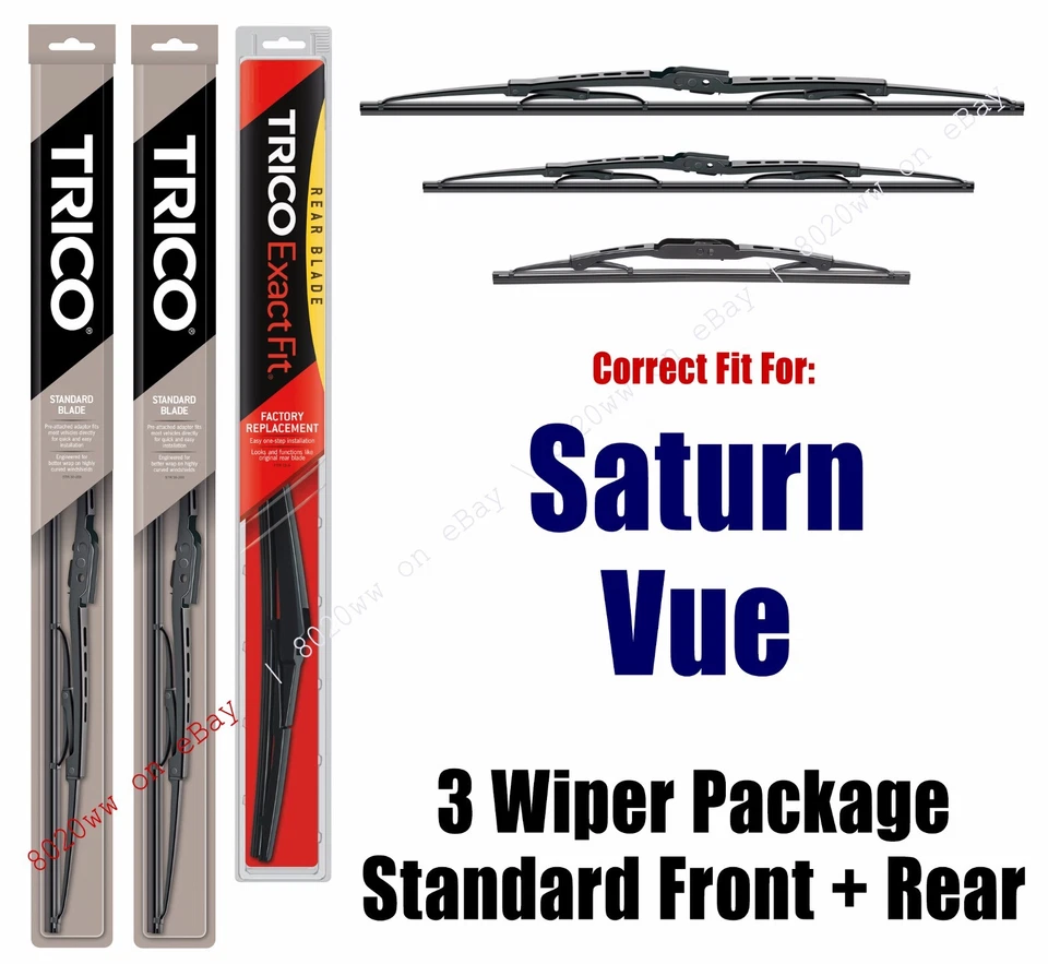 Paquete de 3 limpiaparabrisas delanteros y traseros - se adapta a Saturn Vue 2008-2010 - 30240/160/12N Foto 1 de 1