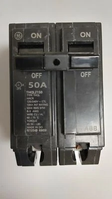 GE General Electric THQL2150 50-Amp 2-Pole 120/240VAC Breaker