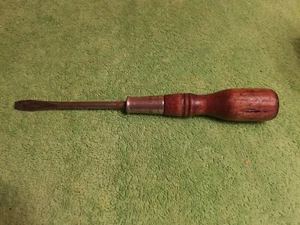 Destornillador de cabeza plana vintage Buell Bros. 8 1/2" con mango de madera #1 - Hecho en EE. UU. - Imagen 1 de 5