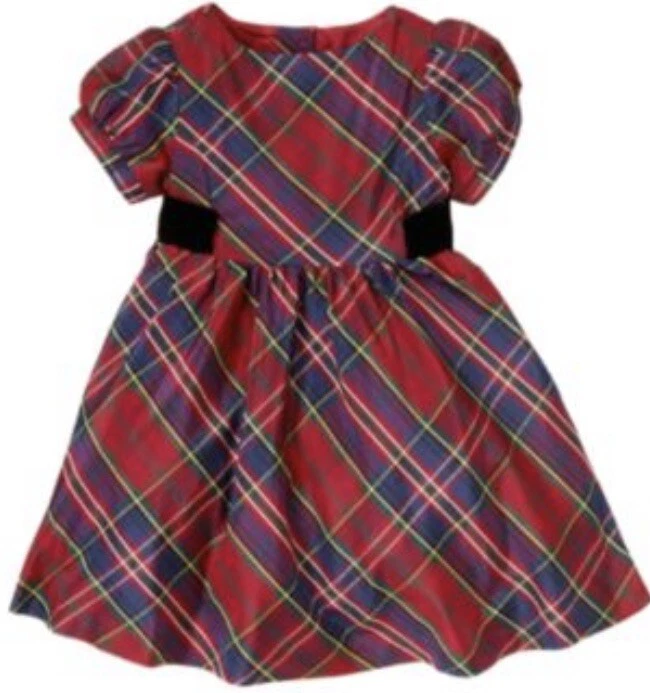 NUEVO CON ETIQUETAS Niña 5T Gymboree CELEBRACIONES DE VACACIONES SEDA TUL VESTIDO A CUADROS Rojo/Negro Foto 1 de 1