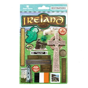 Ireland Irish  Vacation 3D Stickers Scrapbook Planner Travel Journal Crafts - Picture 1 of 1