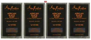 Shea Moisture African Black Soap w/Shea Butter for Acne Prone Dry Skin 8oz-4Pack - Picture 1 of 3