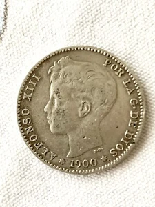 1 Peseta Alfonso XXIII 1900 moneda de plata - Imagen 1 de 2