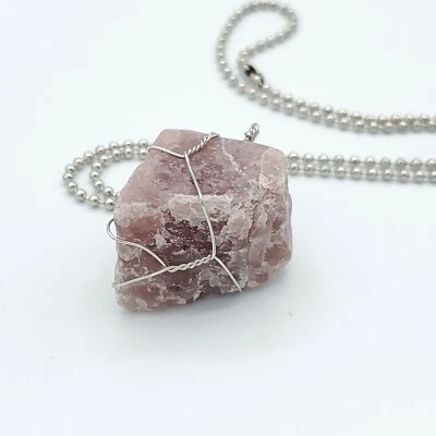 Collar de aleación de cuarzo fresa piedra cruda [PLATA] cristal Love Friend Spirit Foto 1 de 4