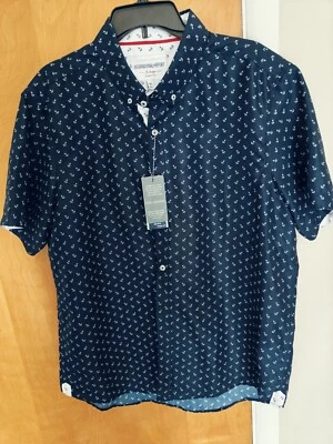 International Report Shirt Men's XL Navy & White Button Up Anchor Slim Fit NWT - Image 1 of 4