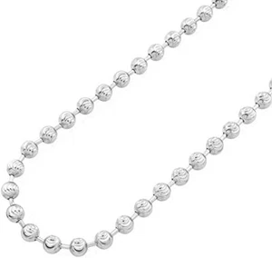 Pori Jewelry 925 SS 5MM Moon Cut Bead Chain Necklace - Made in Italy - Picture 1 of 8