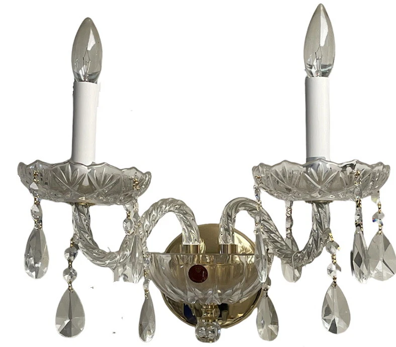 Aplique de pared de 2 luces con acabado dorado y cristal original $897 Foto 1 de 1