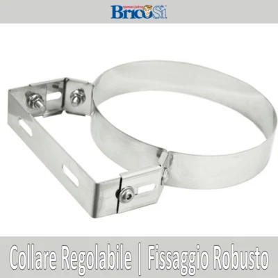 EUROPROFIL Collare Staffa Fascetta di Fissaggio Regolabile Inox per tubi canna fumaria