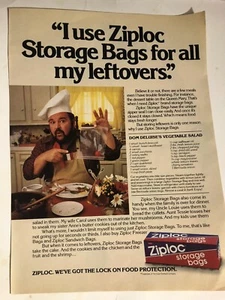 Bolsas de almacenamiento Ziplock vintage anuncio impreso 1985 página completa Dom Deluise - Imagen 1 de 2