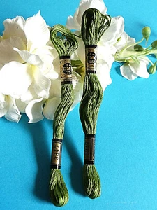 072A/ Lovely Lot 2 Skeins Mouliné DMC No. 25 Color Moss Green No. 3347 - Picture 1 of 3