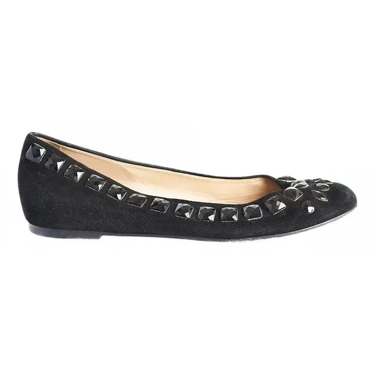 PLANOS BALLET VALENTINO GARAVANI CRISTAL DIAMANTES DE IMITACIÓN GAMUZA NEGRA 36 6 Foto 1 de 4