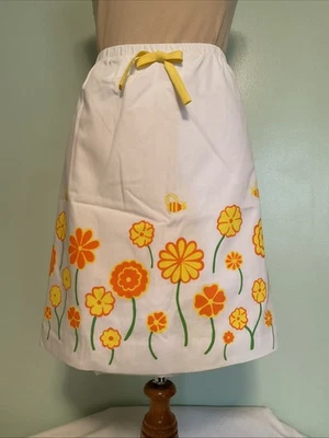 Vintage The Vested Gentress Hand Screen Print Skort Skirt MOD Flowers Size L 16 - Image 1 of 4