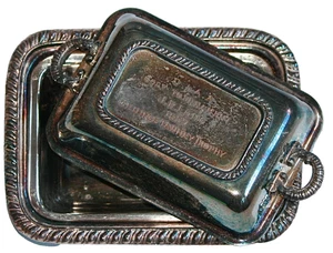 CIAA Golf Trophy 1957 Tournament J R Long * George Tawney 2pc Old English Rep 24 - Picture 1 of 10